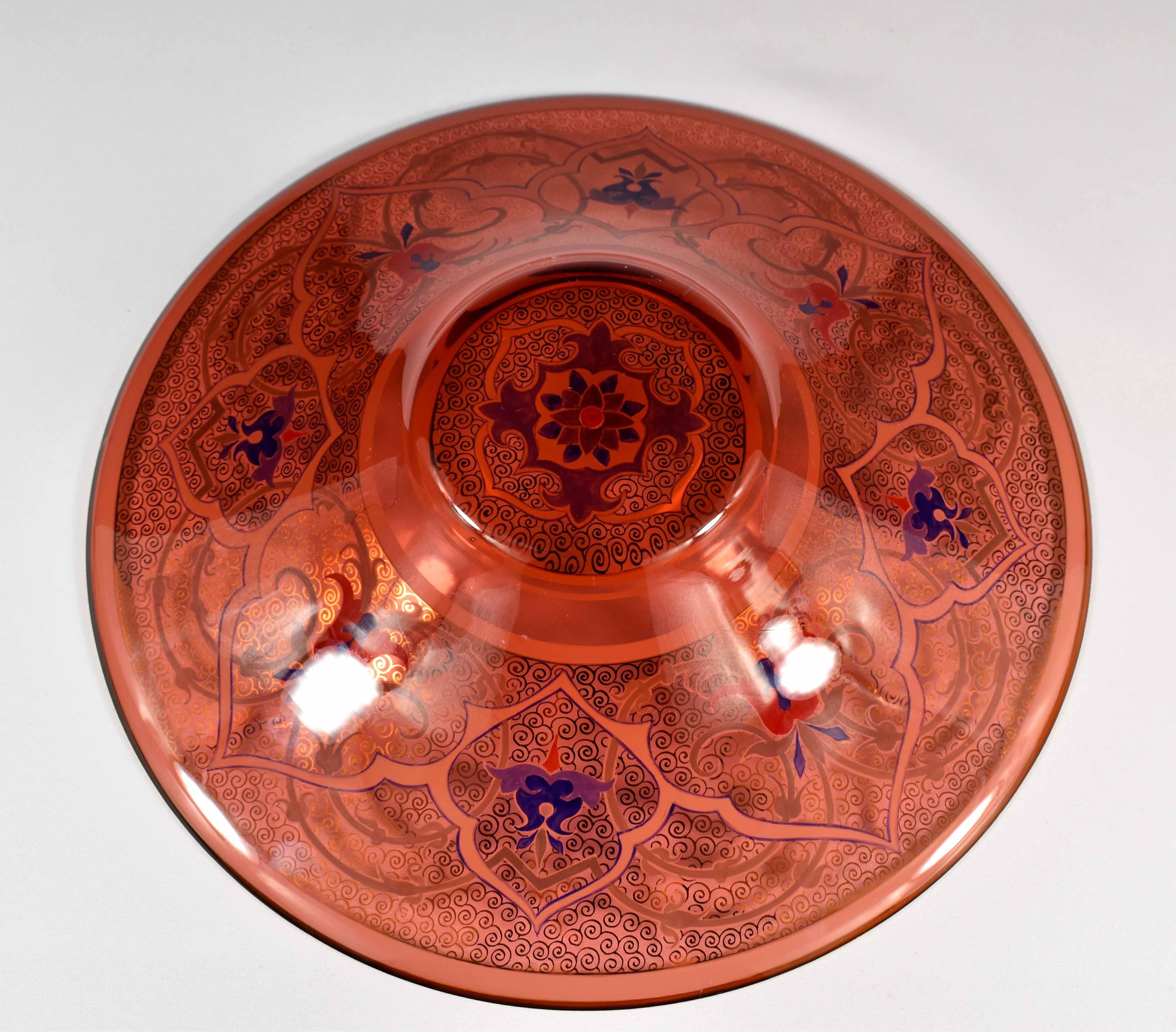 Glass Ruby Painted Plate for the Persian or Ottoman Market 20th Century For Sale 6