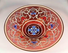 Glass Ruby Painted Plate for the Persian or Ottoman Market 20th Century