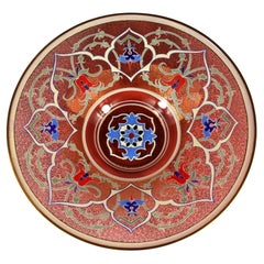 Glass Ruby Painted Plate for the Persian or Ottoman Market 20th Century