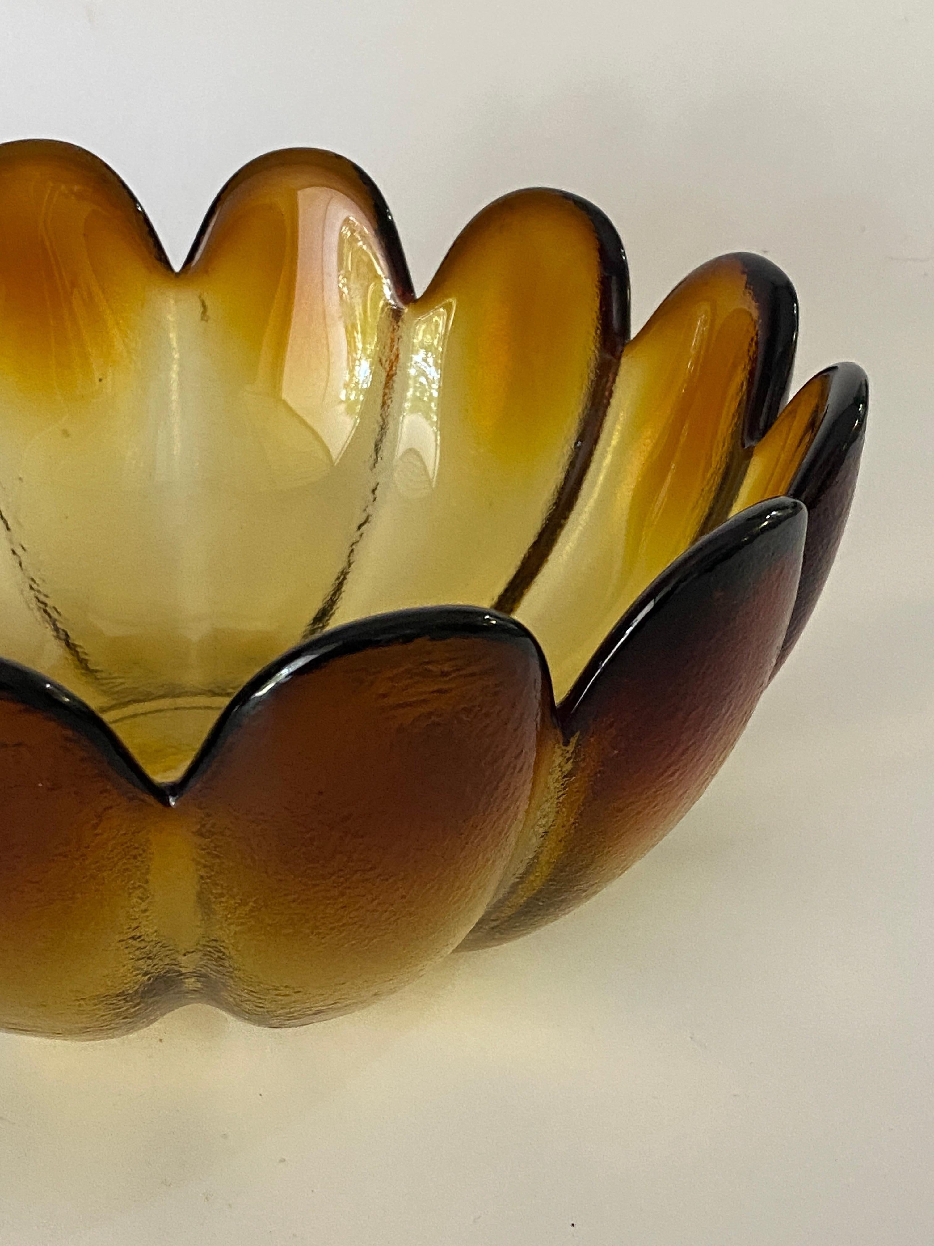 Late 20th Century Glass Salad Bowl, in Brown Color, France 1970 For Sale