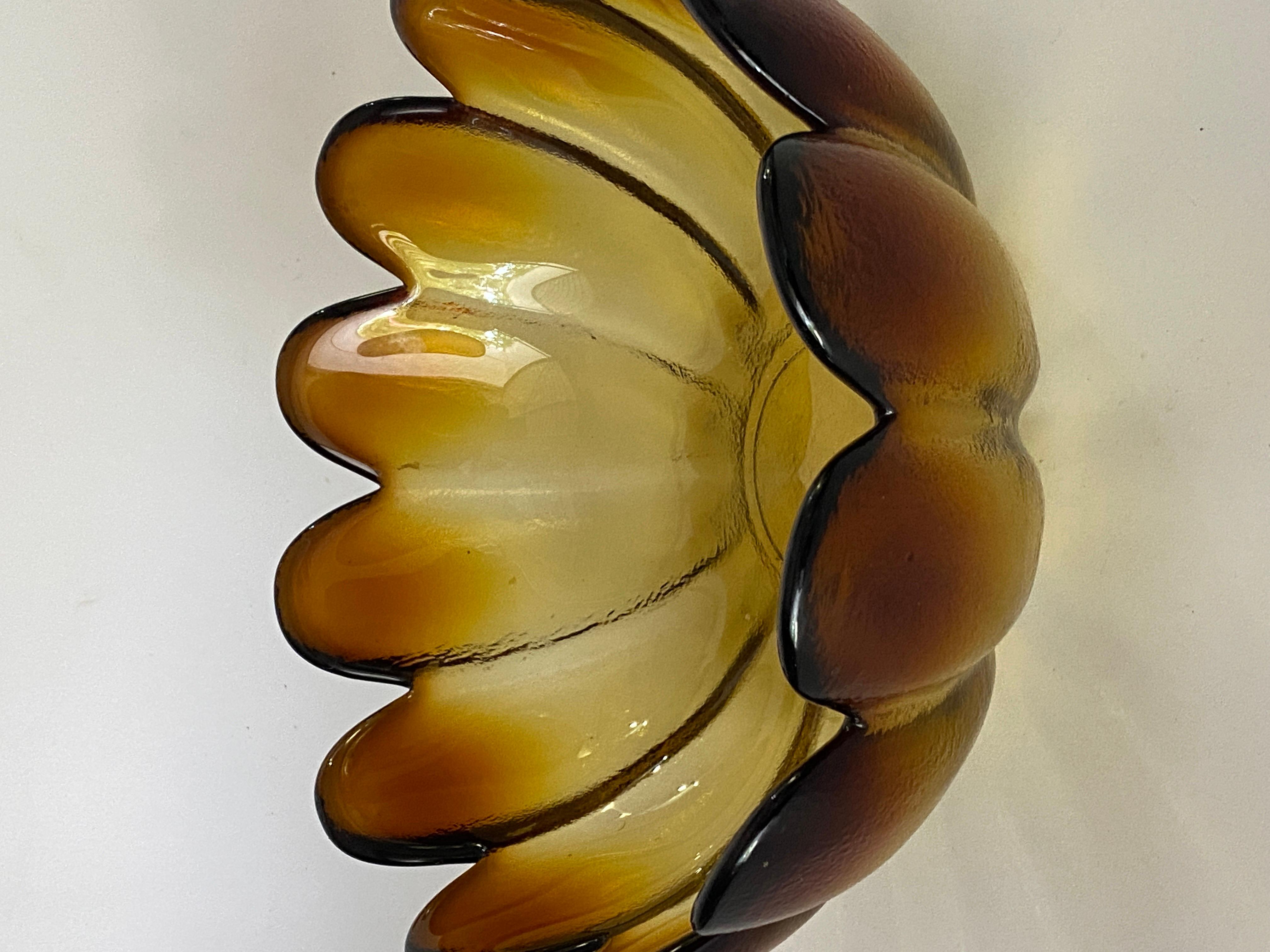 Art Glass Glass Salad Bowl, in Brown Color, France 1970 For Sale