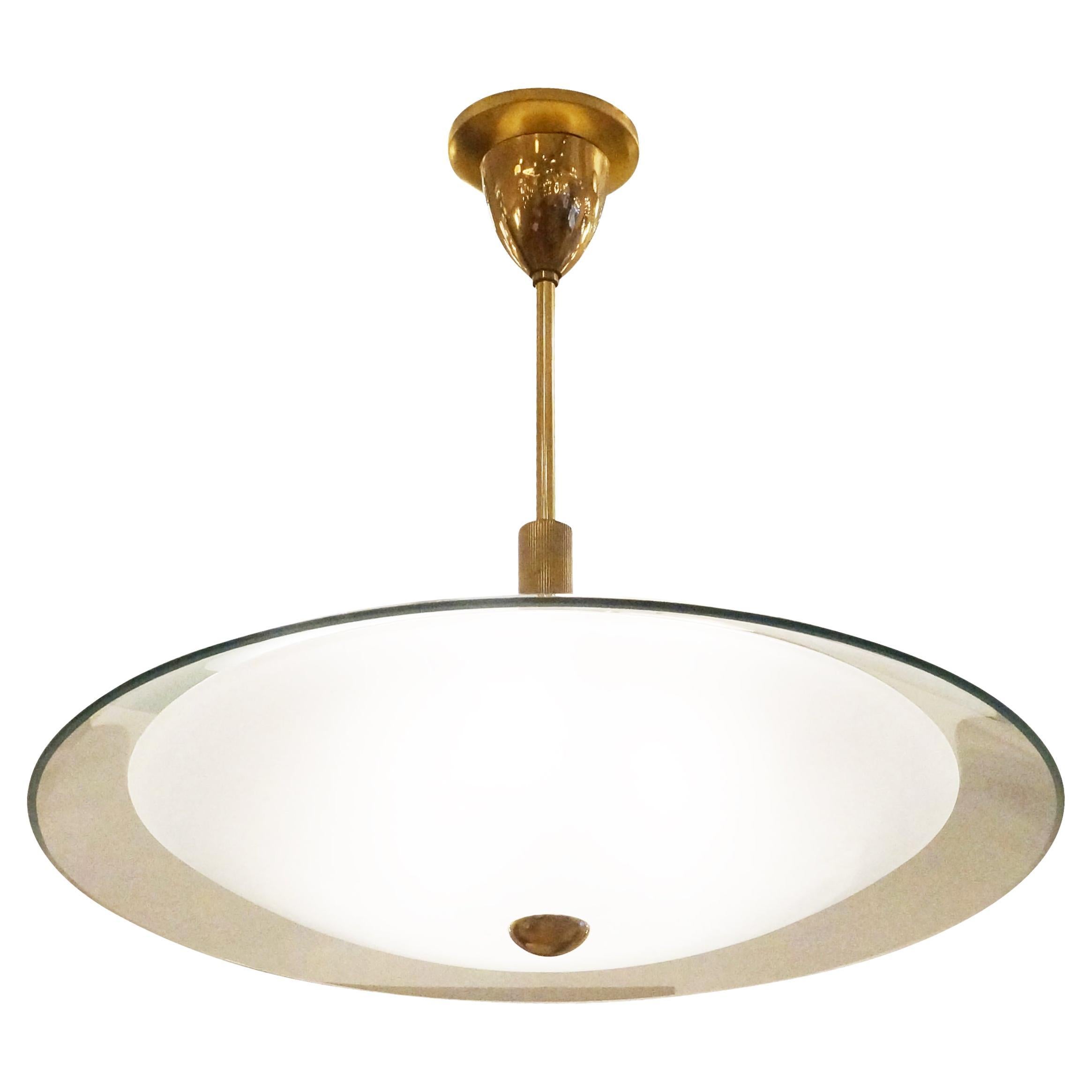 Glass Saucer Chandelier in the Manner of Fontana Arte For Sale