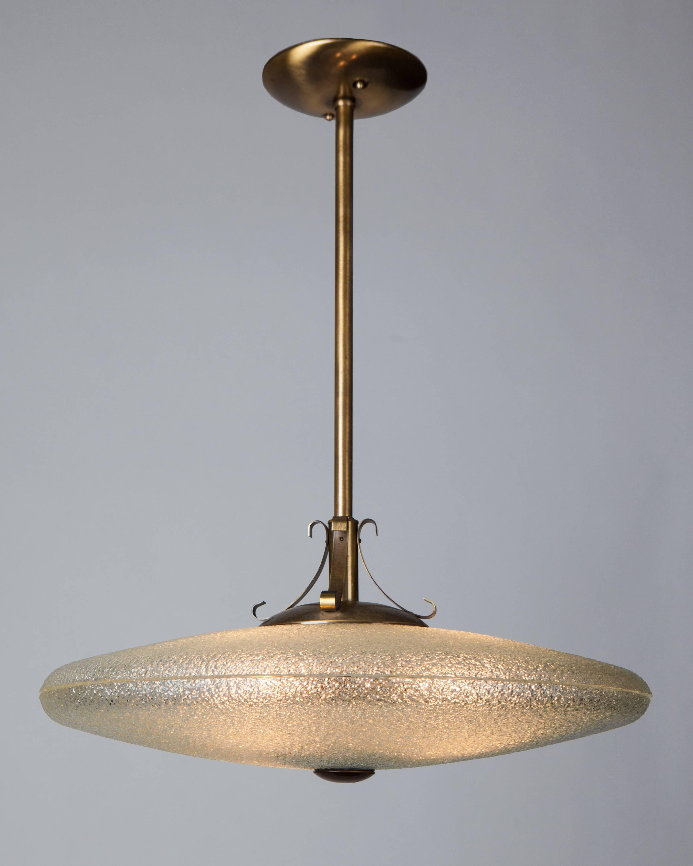 Glass Saucer Pendant, circa 1950 In Good Condition In New York, NY