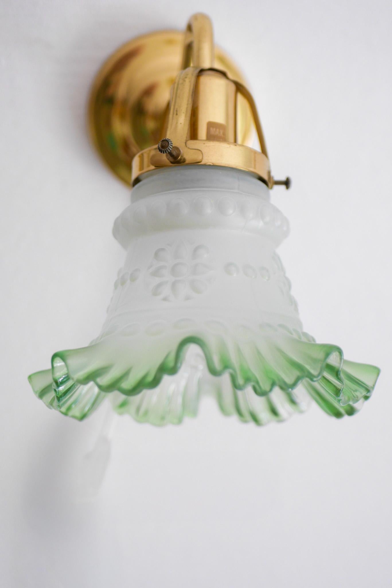 Glass sconces, Danish modern classic Scandinavian glass and brass wall lights. en vente 2