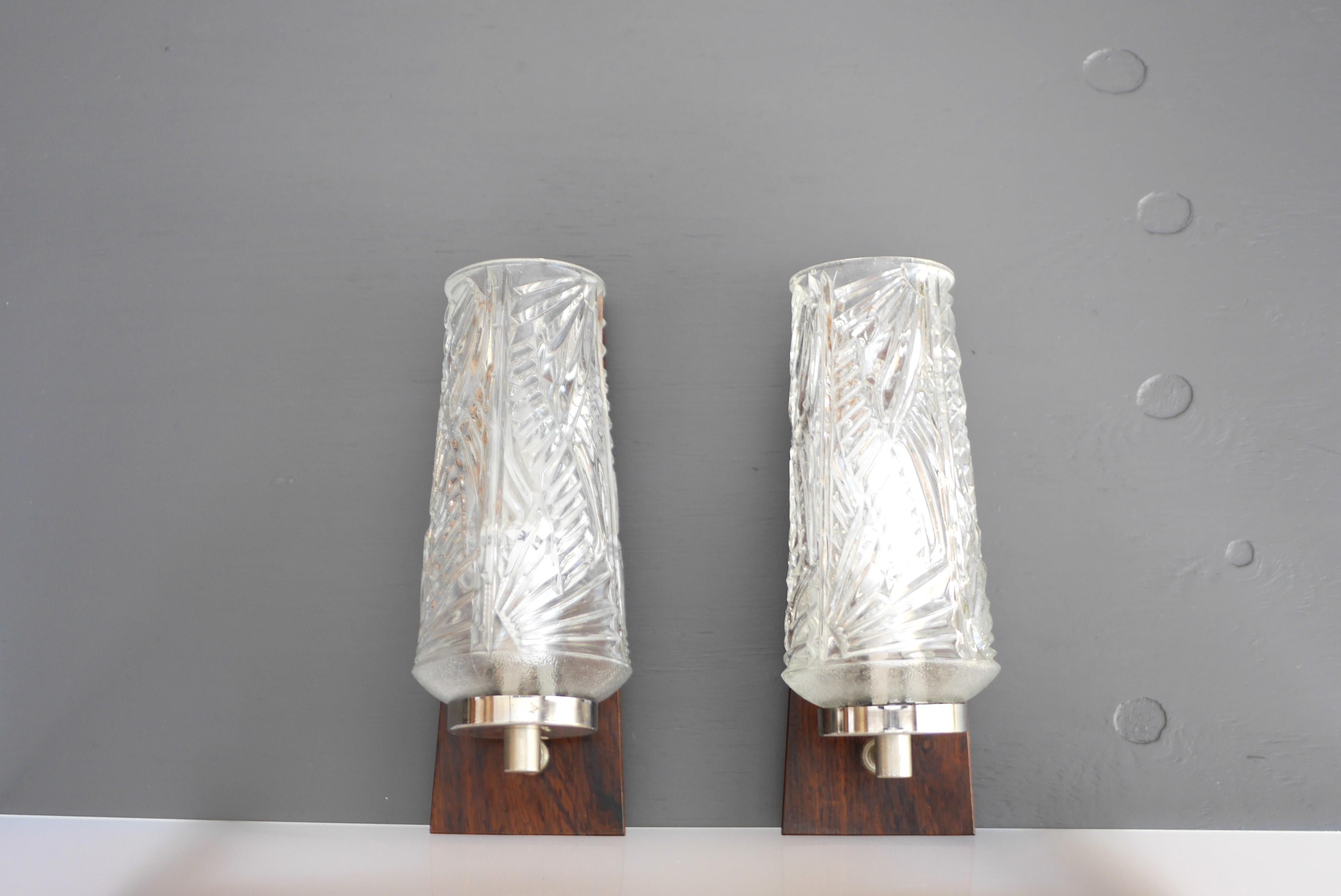 Glass sconces, Mid-century modern classic Scandinavian wall lights. For Sale 2