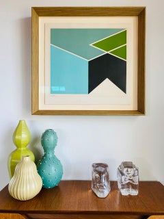 Glass Sculptural Bookends Boda Sweden Ice Man & Glass Head by Erik Hoglund