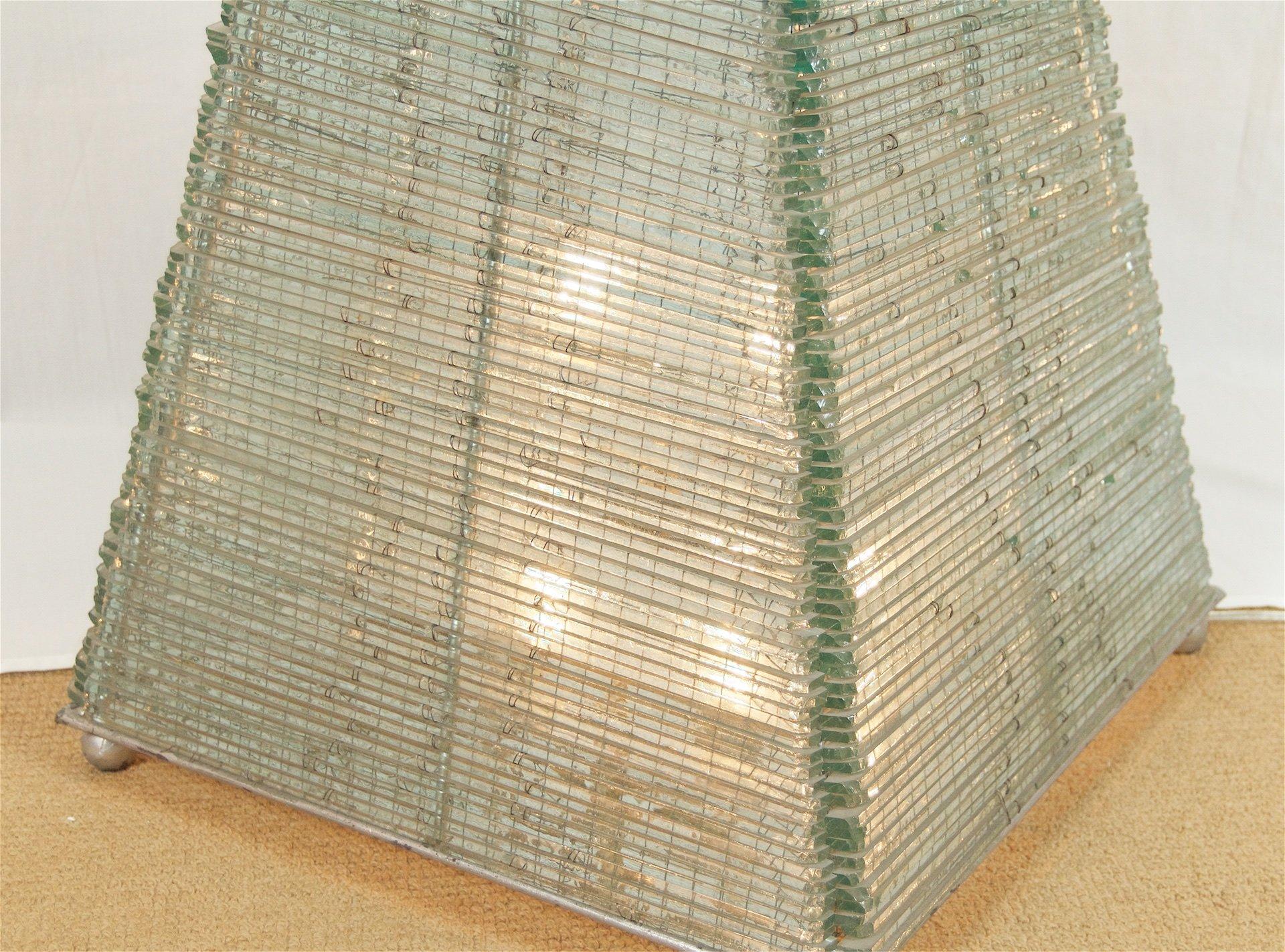 Mid-Century Modern Glass Sculptural Pyramid Light For Sale