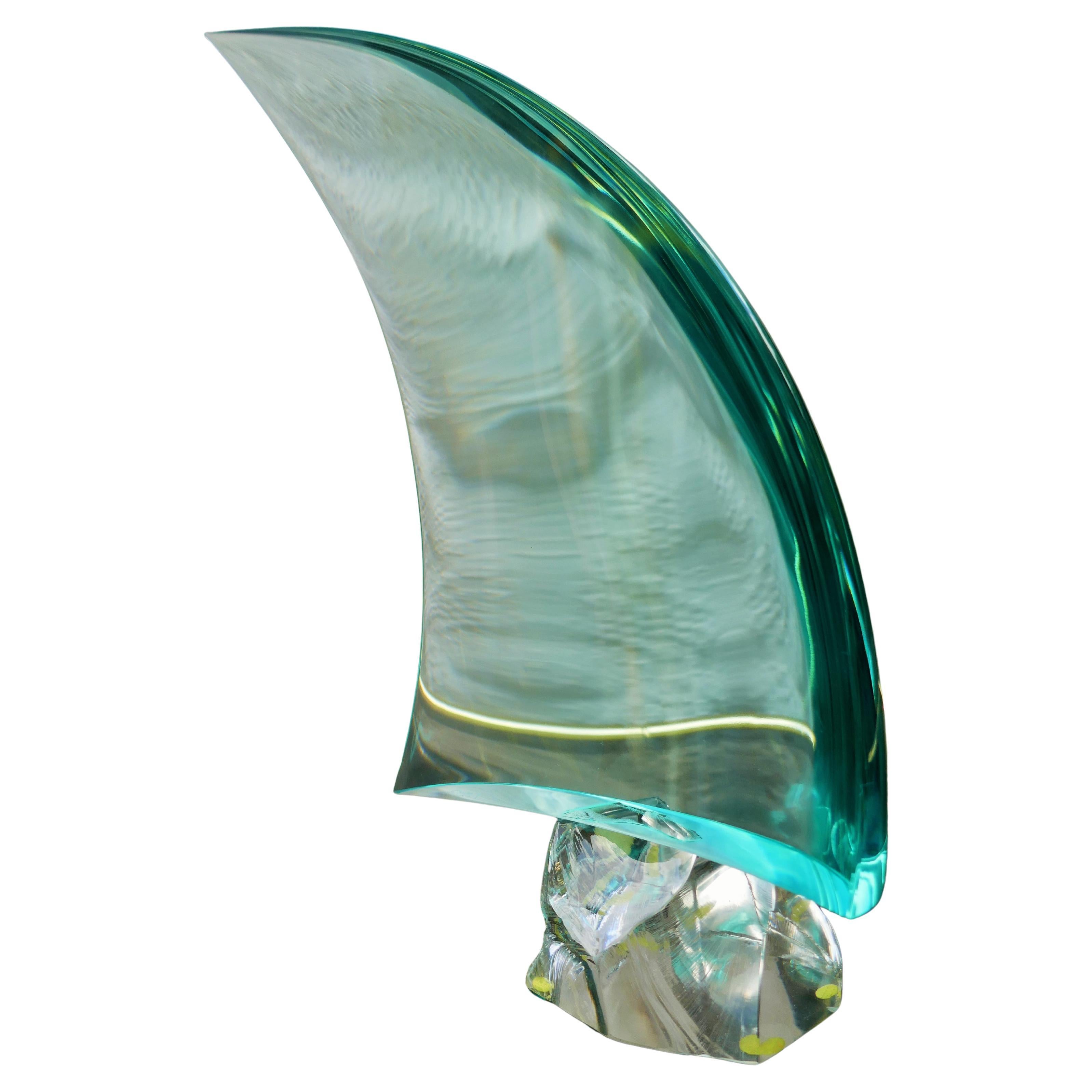 Glass sculpture attributed to Fontana Arte Erwin Burger - signed - America's Cup For Sale 5
