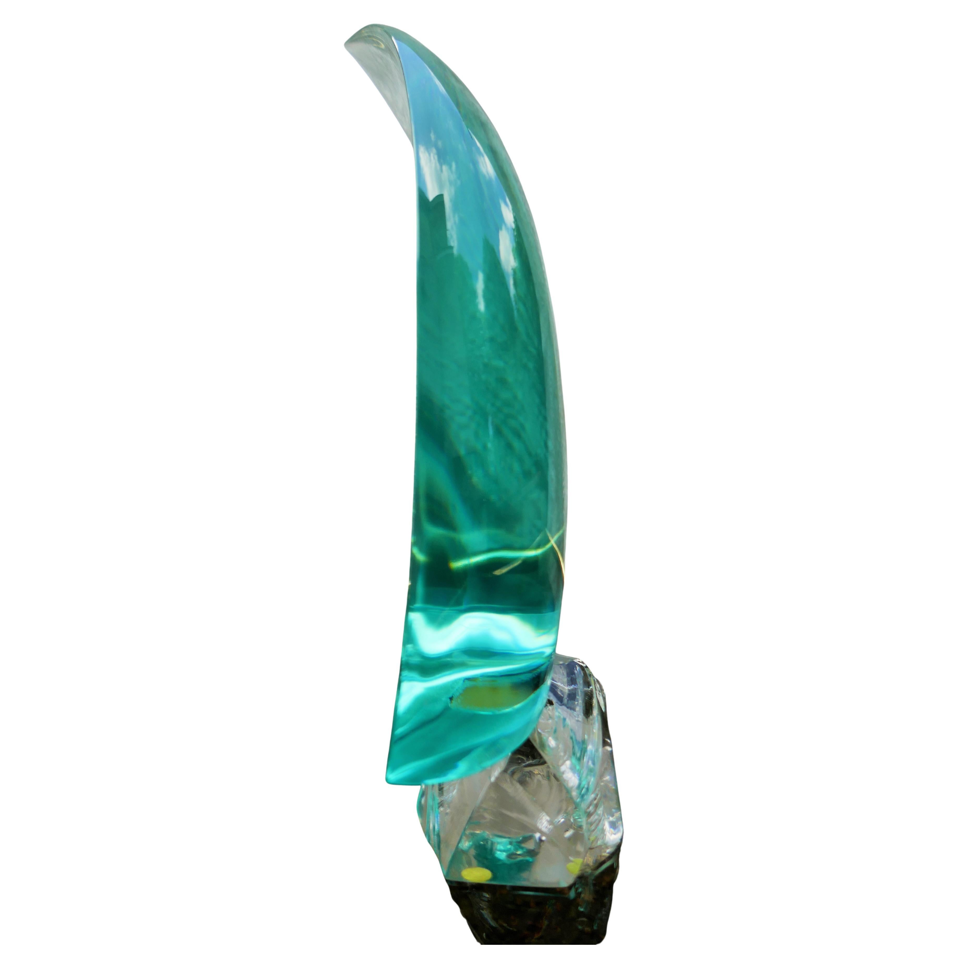 Glass sculpture attributed to Fontana Arte Erwin Burger - signed - America's Cup For Sale 7
