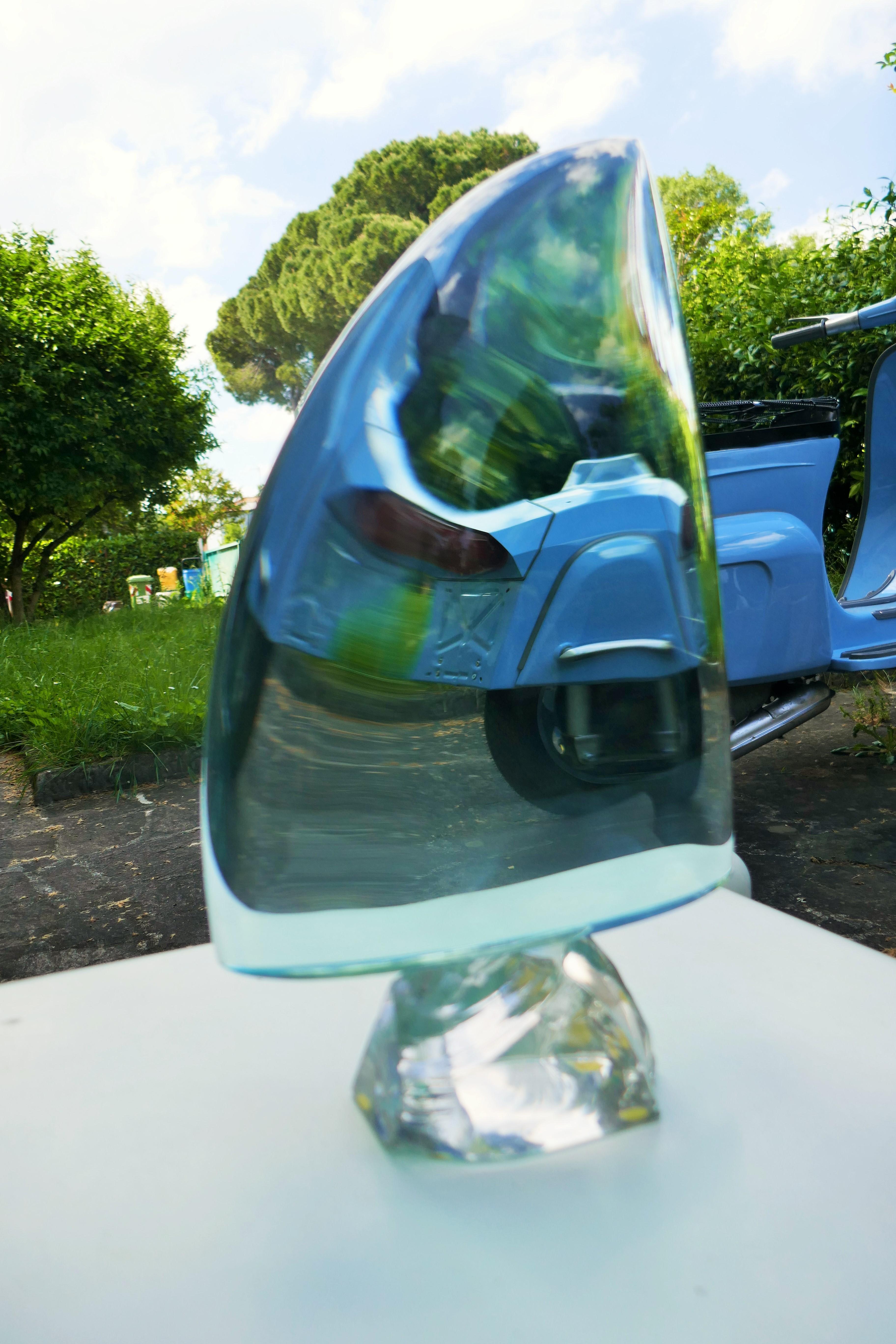 Glass sculpture attributed to Fontana Arte Erwin Burger - signed - America's Cup For Sale 11
