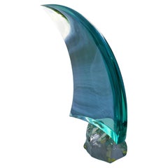 Glass sculpture attributed to Fontana Arte Erwin Burger - signed - America's Cup