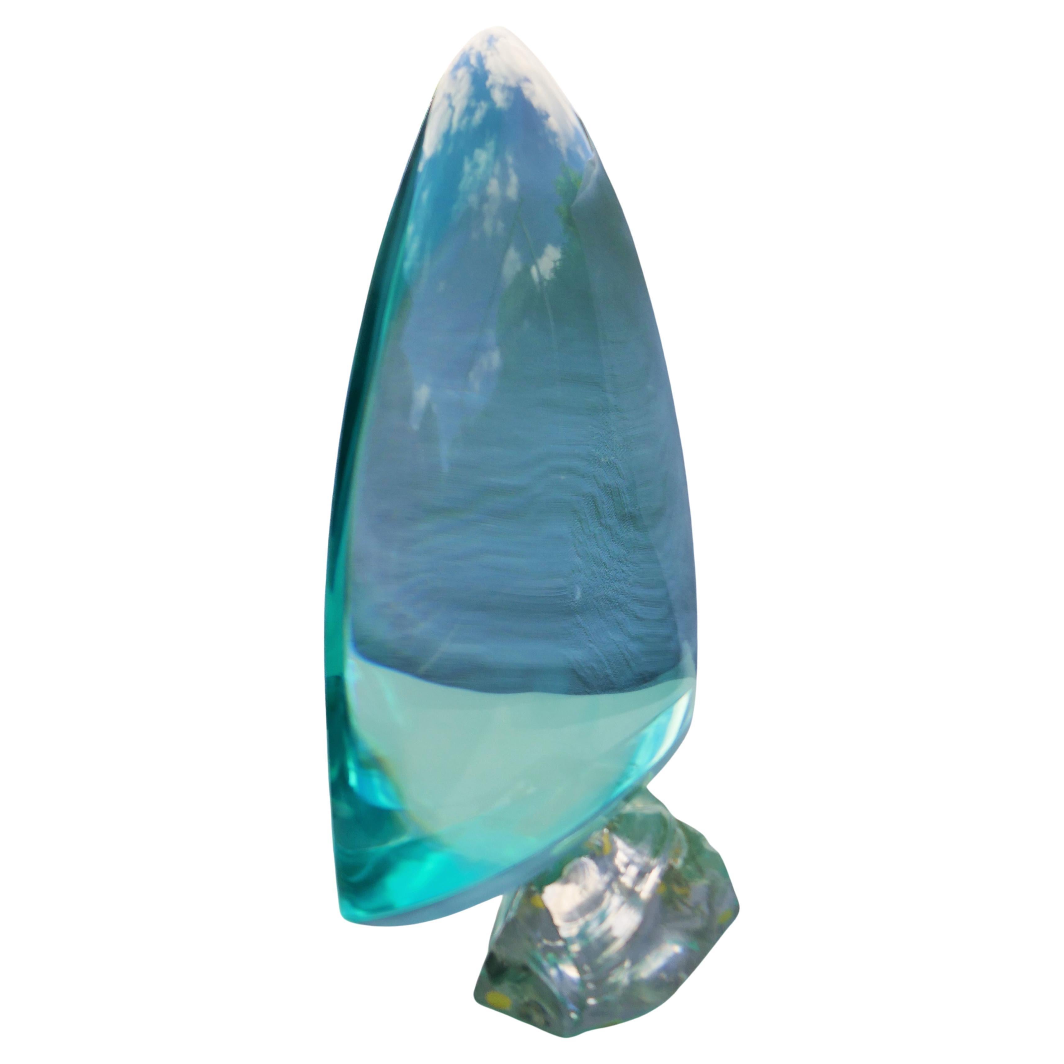 Italian Glass sculpture attributed to Fontana Arte Erwin Burger - signed - America's Cup For Sale