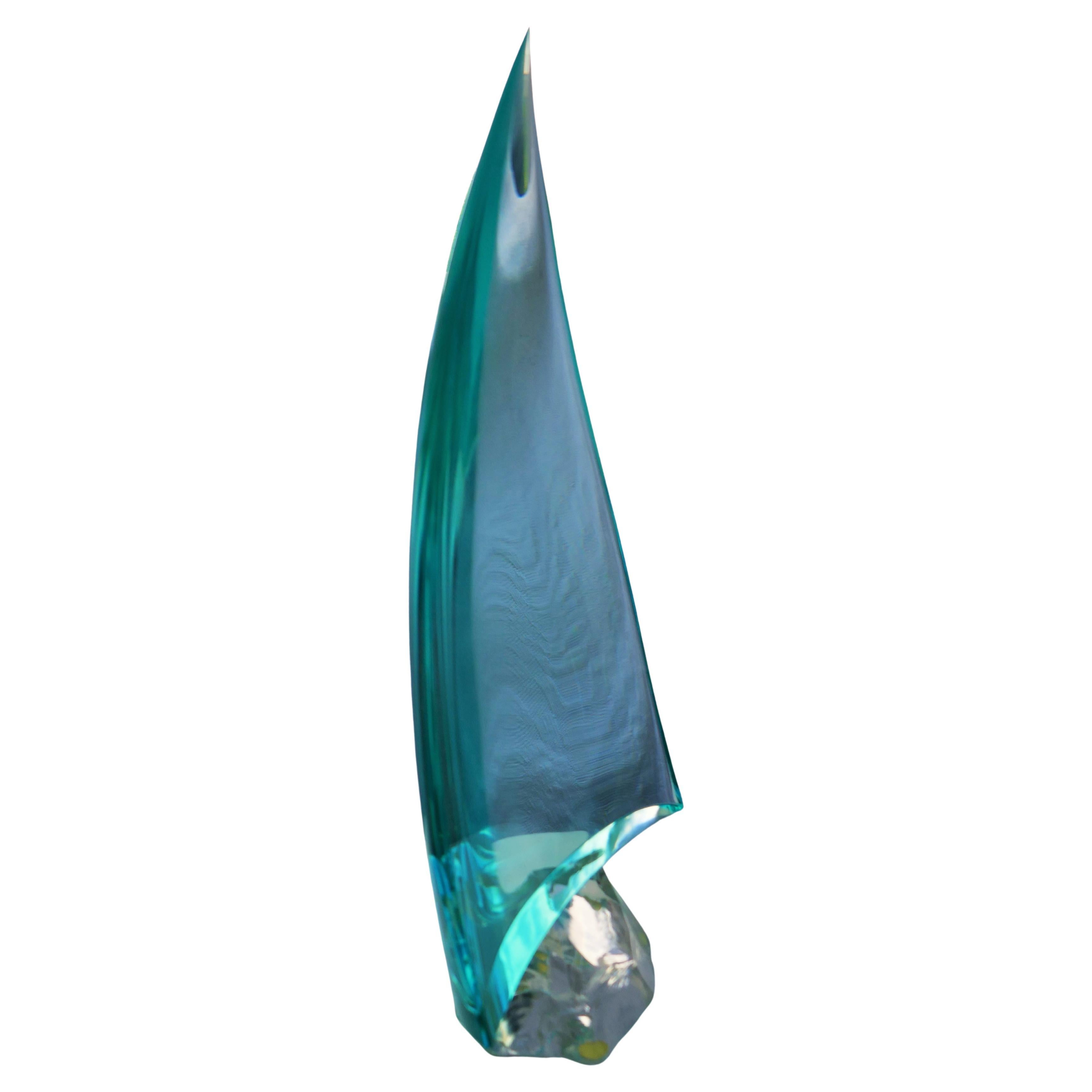 Glass sculpture attributed to Fontana Arte Erwin Burger - signed - America's Cup For Sale 1