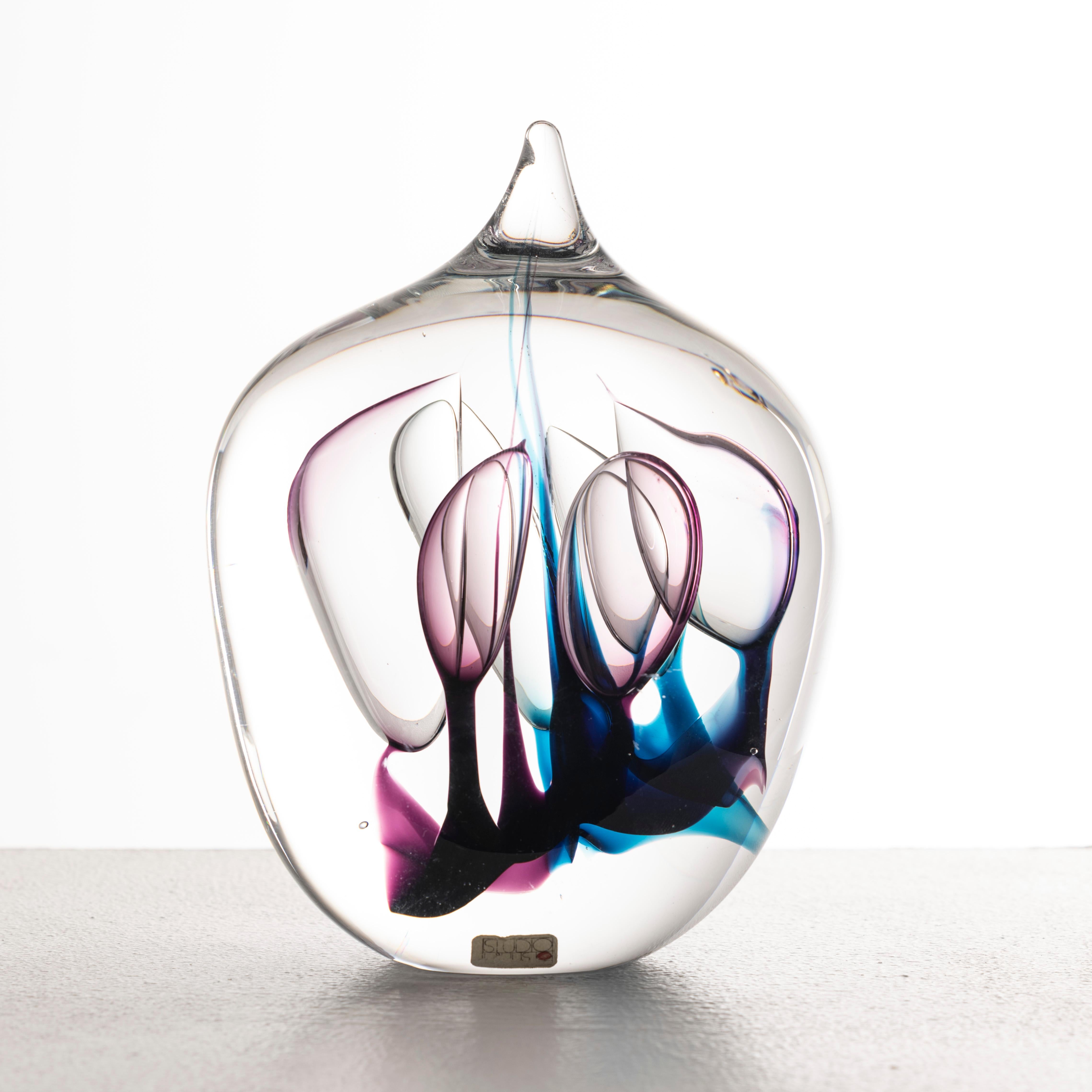 Space Age Glass sculpture by HD-AZ for STUDIO AHUS Sweden, 1988 For Sale