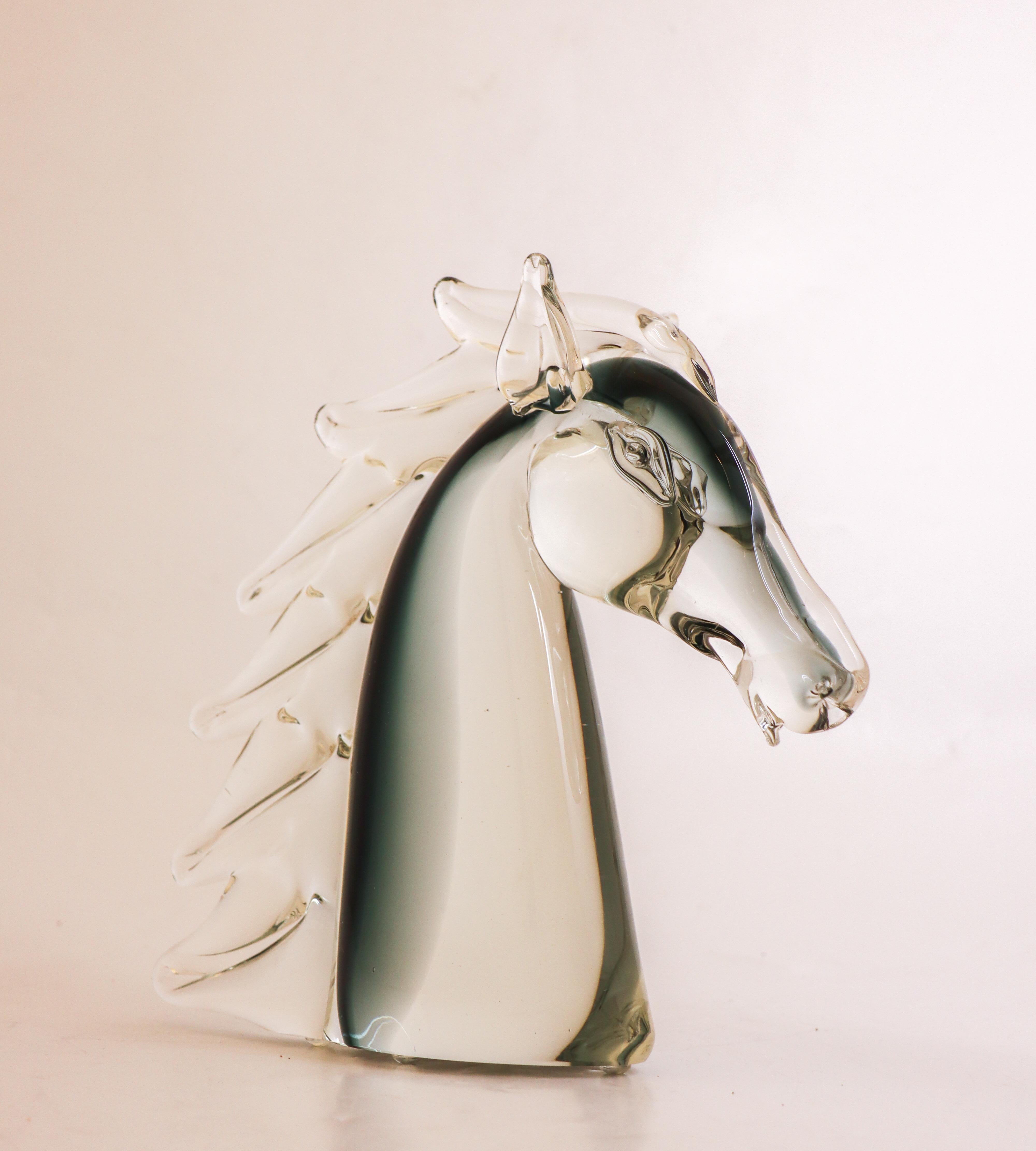 Escultura de vidrio - Cabeza de caballo - Maestri Vetrai Murano Alemán