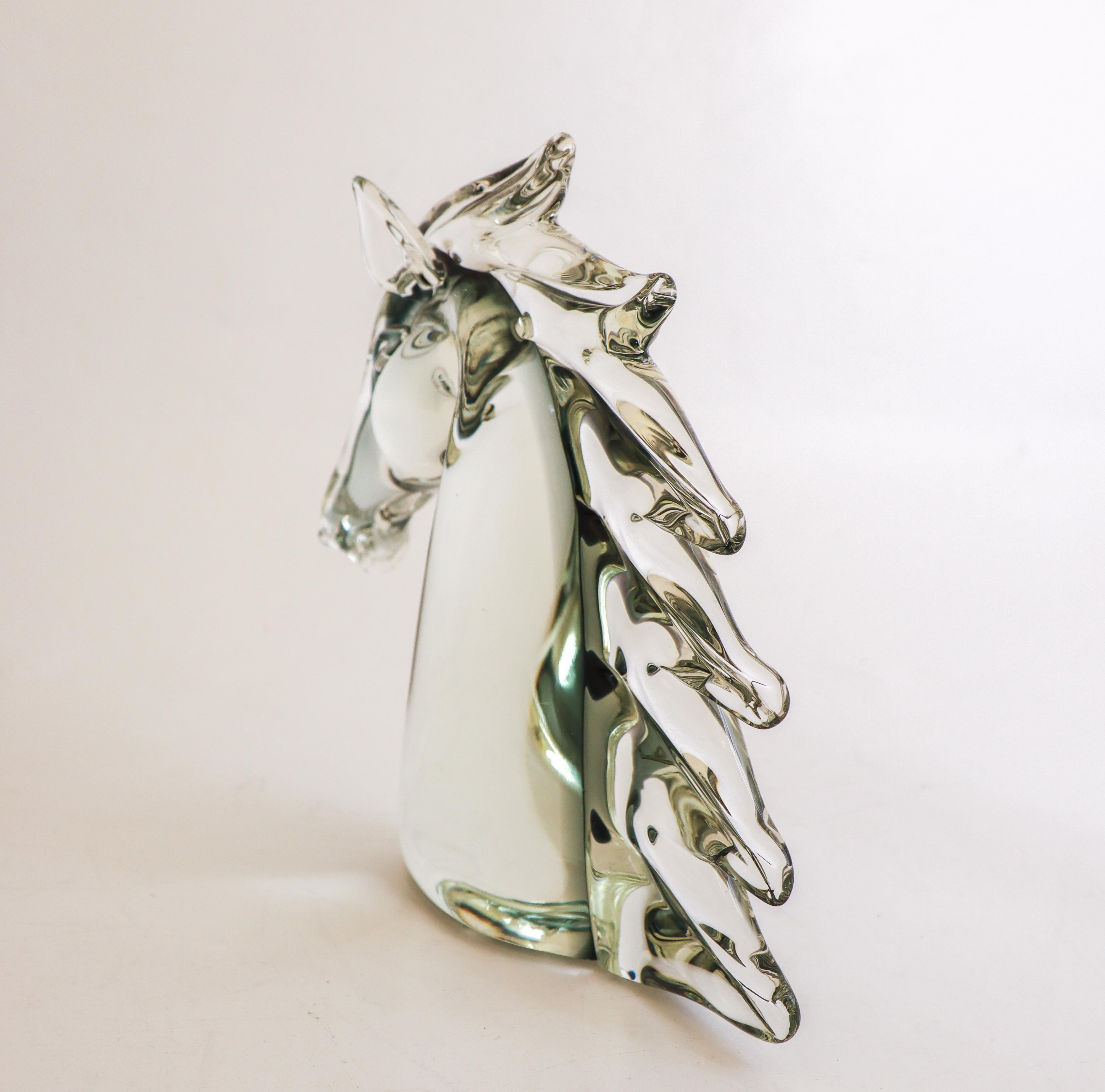 Escultura de vidrio - Cabeza de caballo - Maestri Vetrai Murano mediados del siglo XX