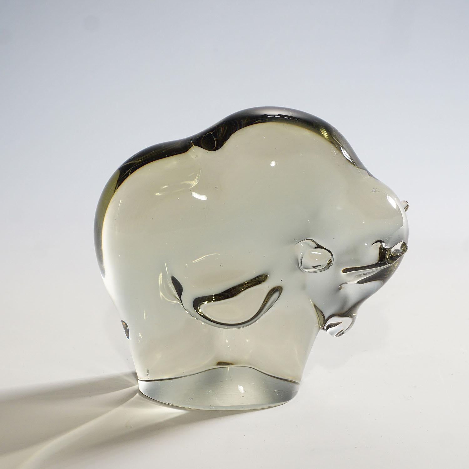 German Glass Sculpture of a Bison Designed by Livio Seguso, ca. 1970s