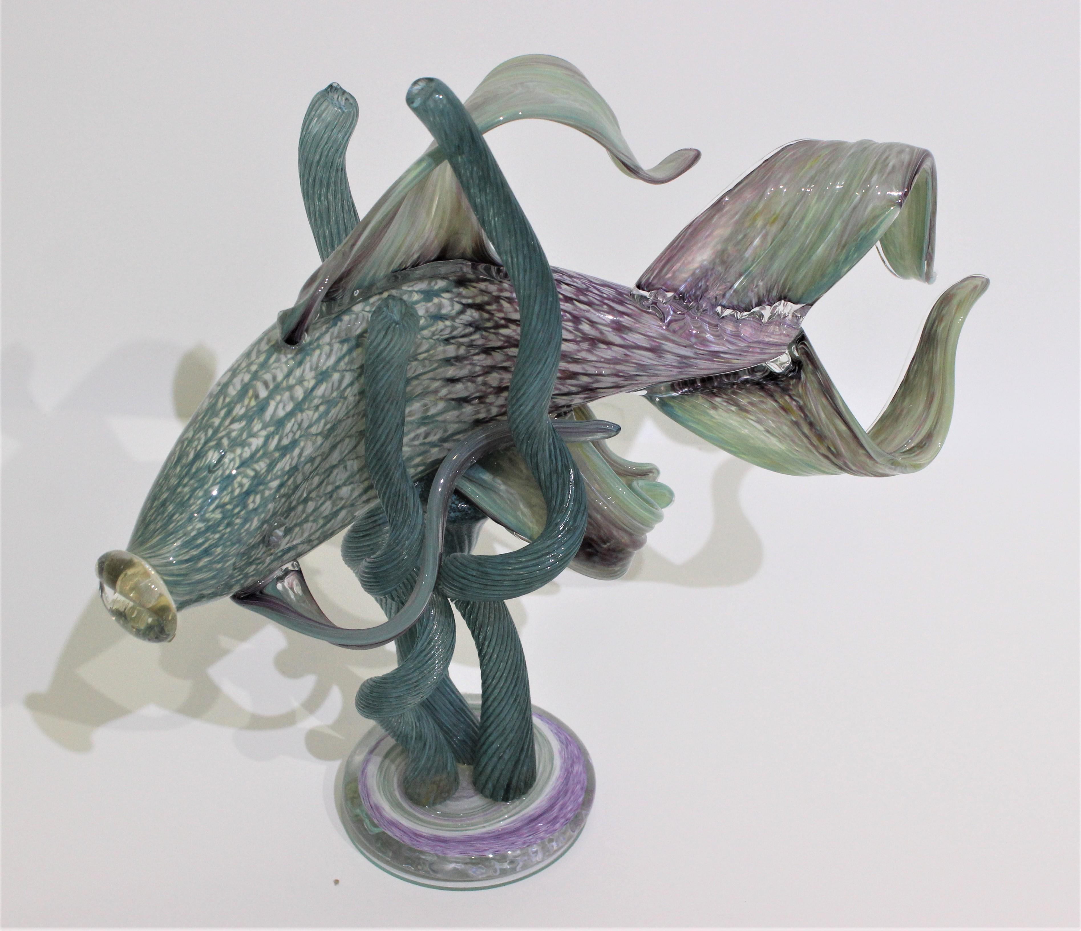 Vintage artisan glass sculpture of an exotic fish from a Palm Beach estate.