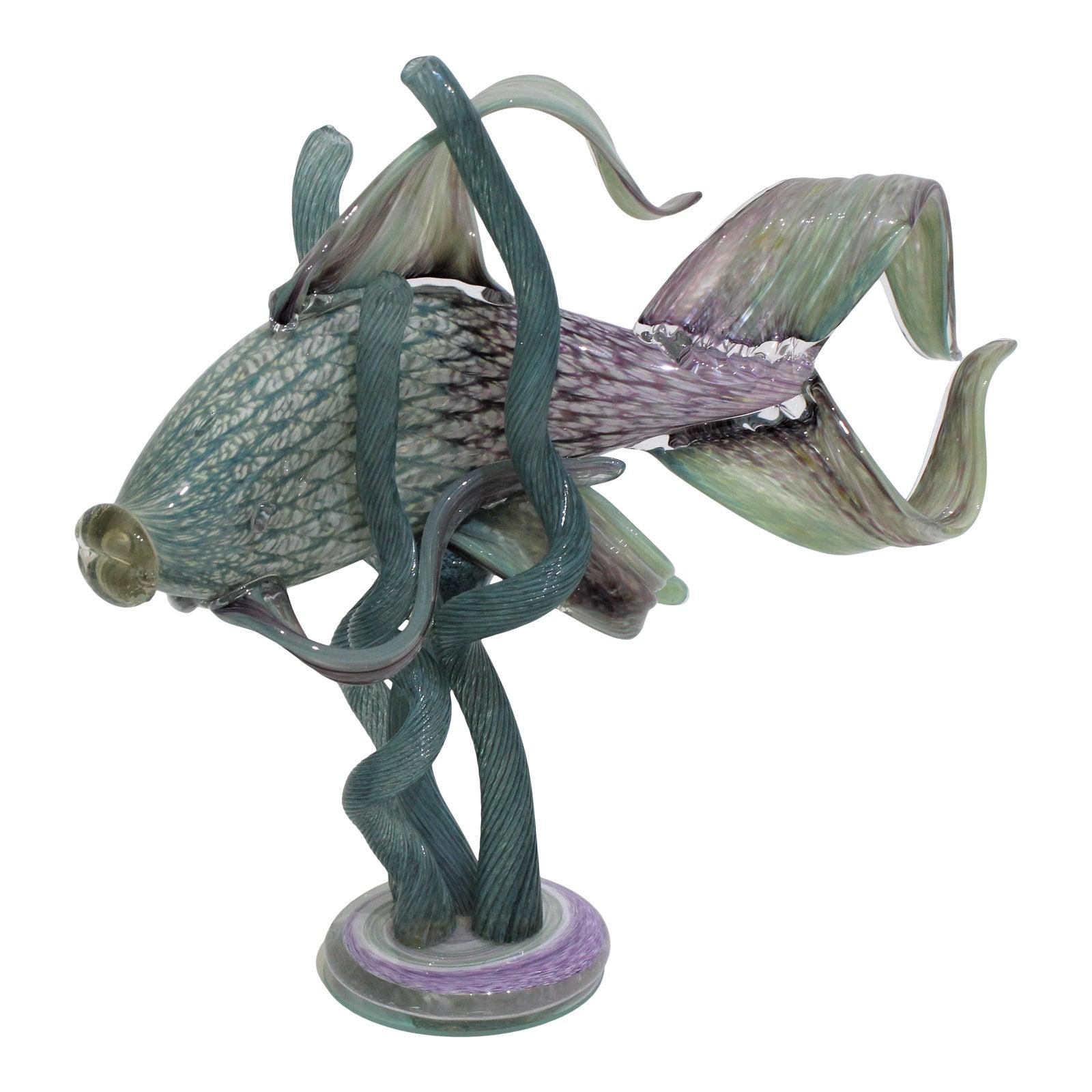 Glass Sculpture of an Exotic Fish