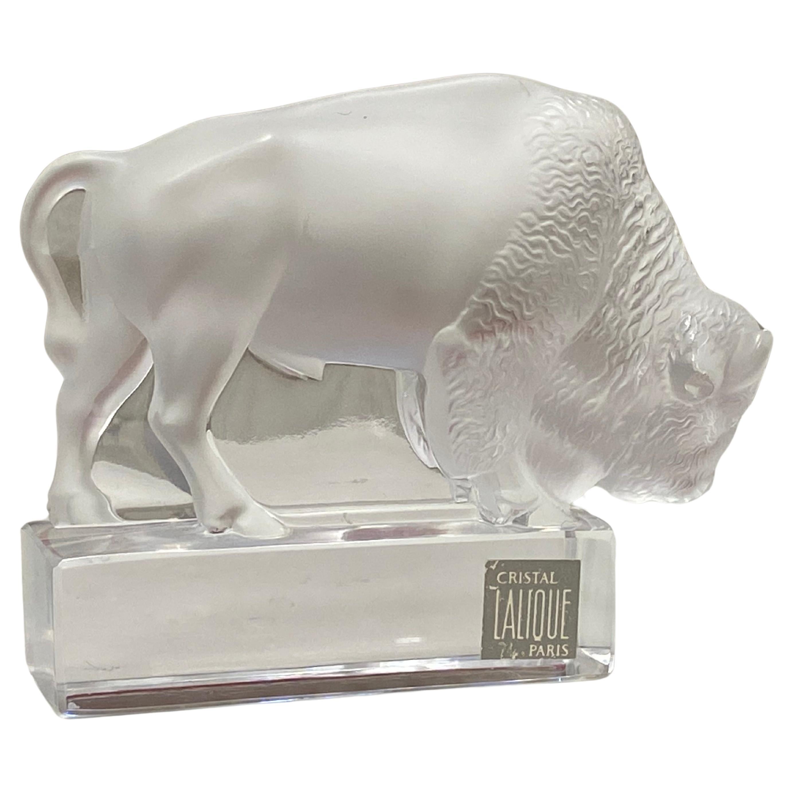 Glass Sculpture Paperweight "Bison" by Lalique For Sale