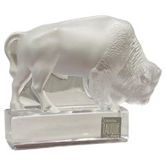 Vintage Glass Sculpture Paperweight "Bison" by Lalique