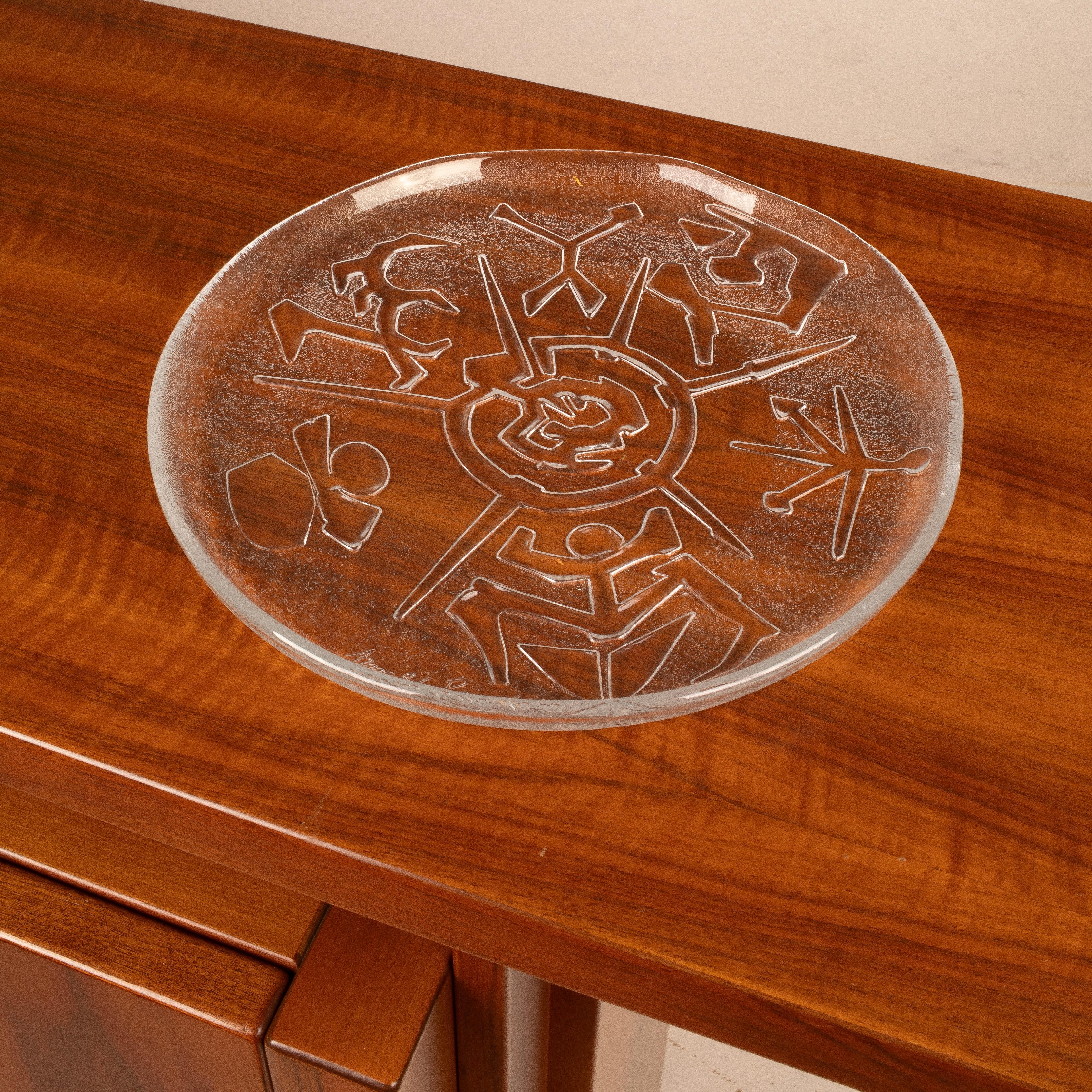 Skulpturenteller aus Glas von Arnaldo Pomodoro (Italian) im Angebot