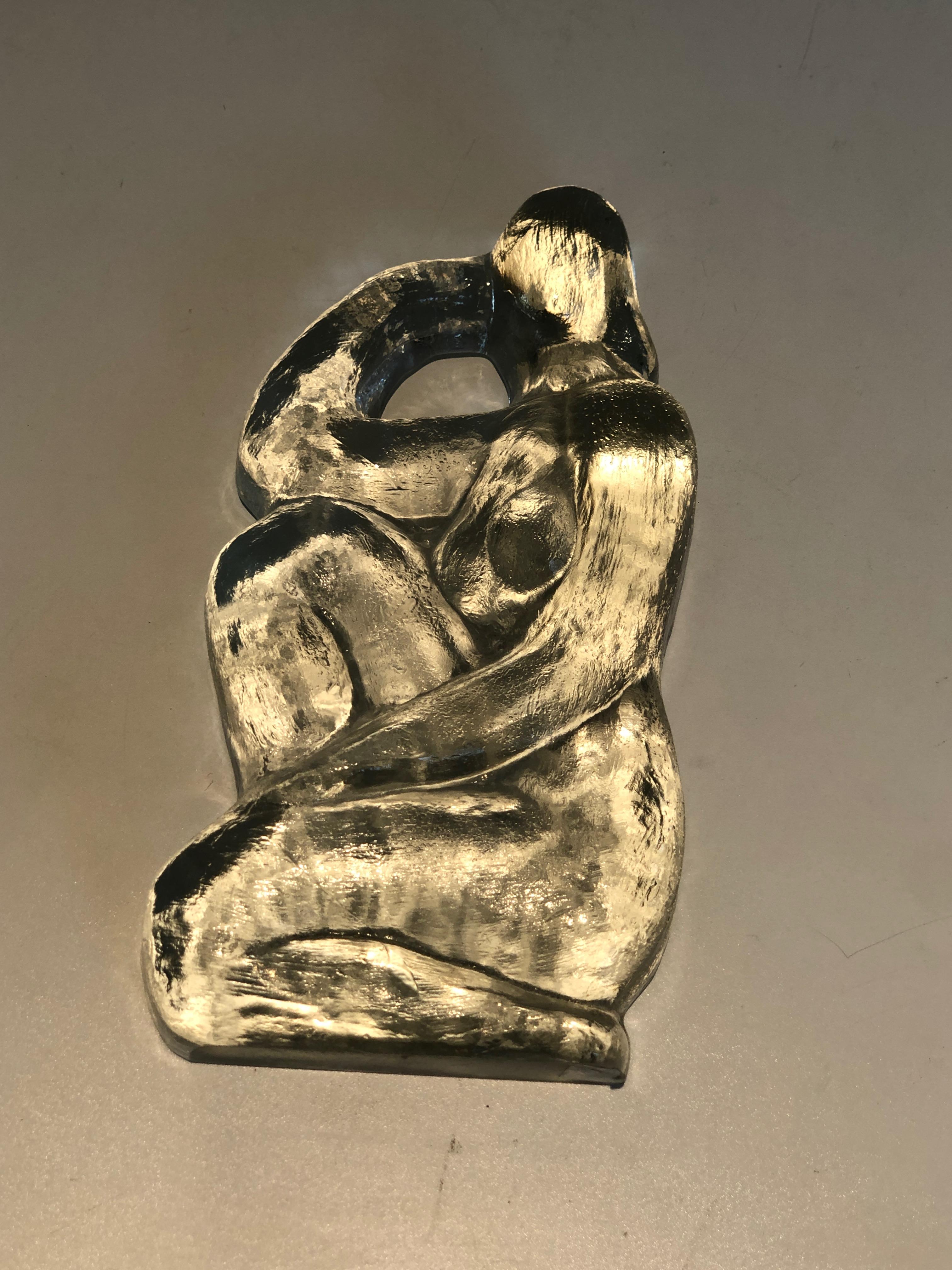 Glass Sculpture Representing A Naked Woman Posing In The French Art