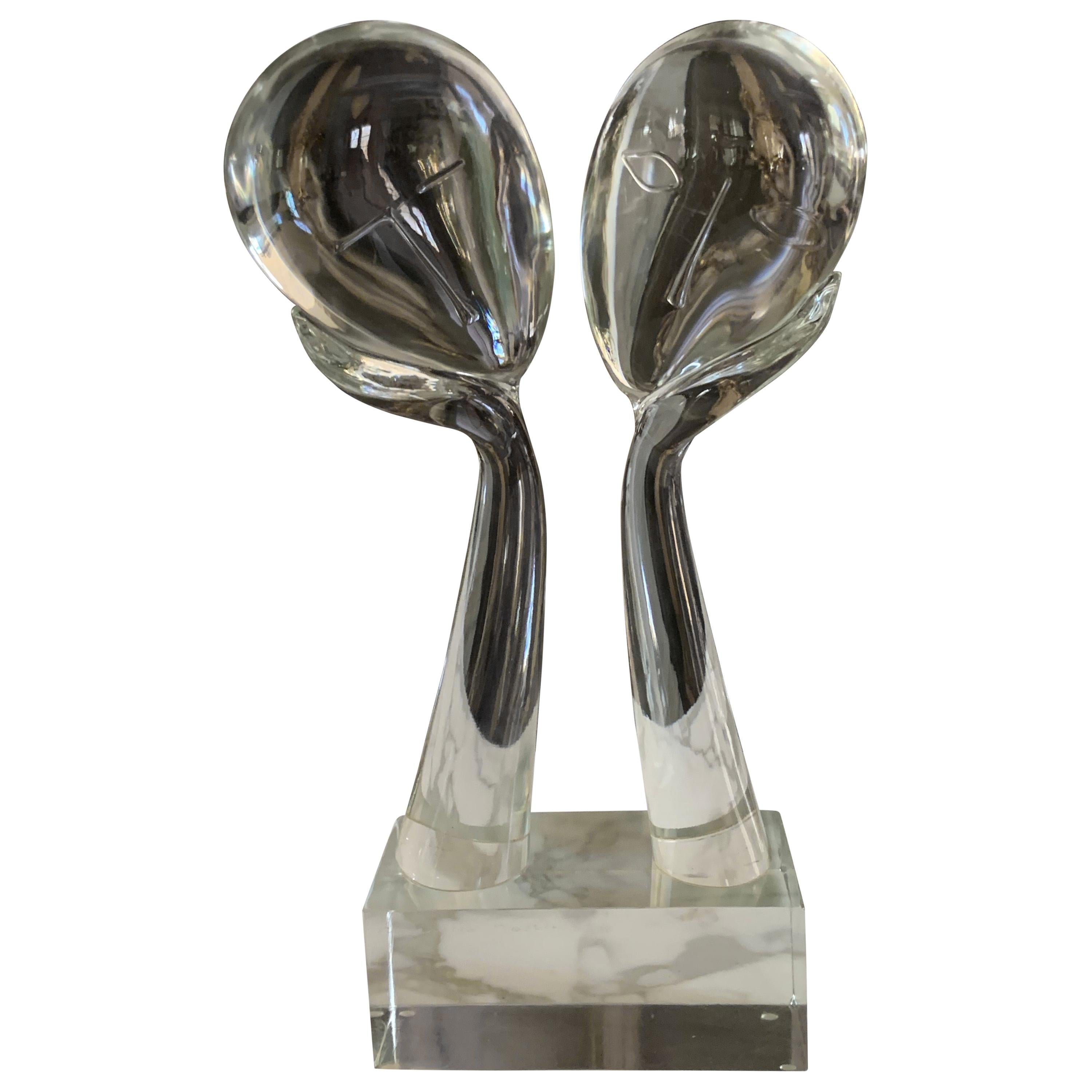 Loredano Rosin Glass Sculpture 'Two Faces' For Sale