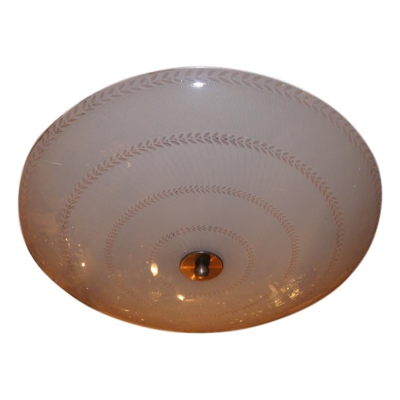 Glass Semi Flush Light Fixture For Sale