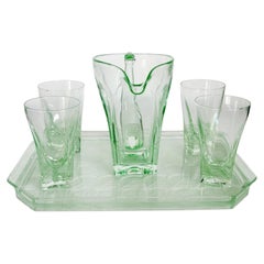 Glass set, tray, jug, 4 glass, France, 1940