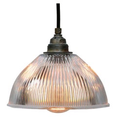 Retro Glass Shade Industrial Holophane Glass Hanging Pendant Lights