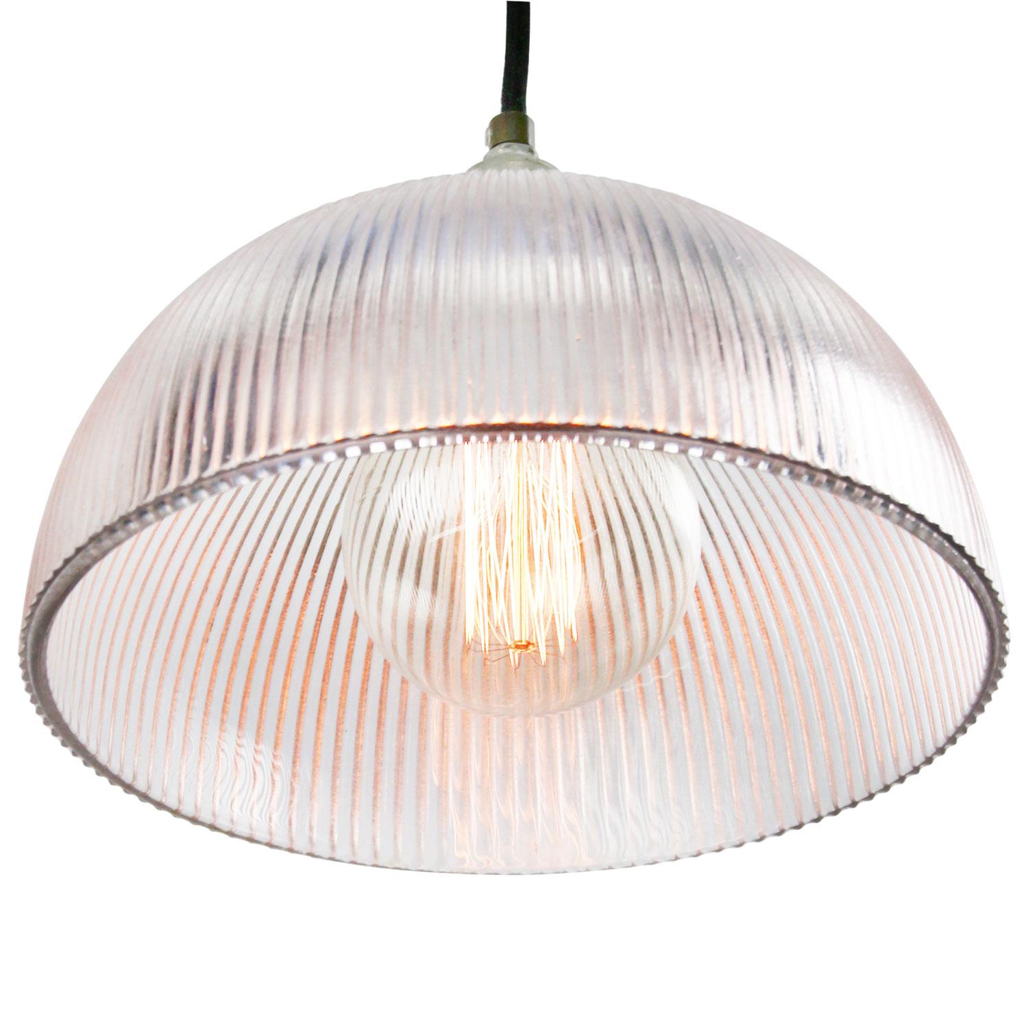 Dutch Glass Shade Industrial Holophane Glass Pendant Light