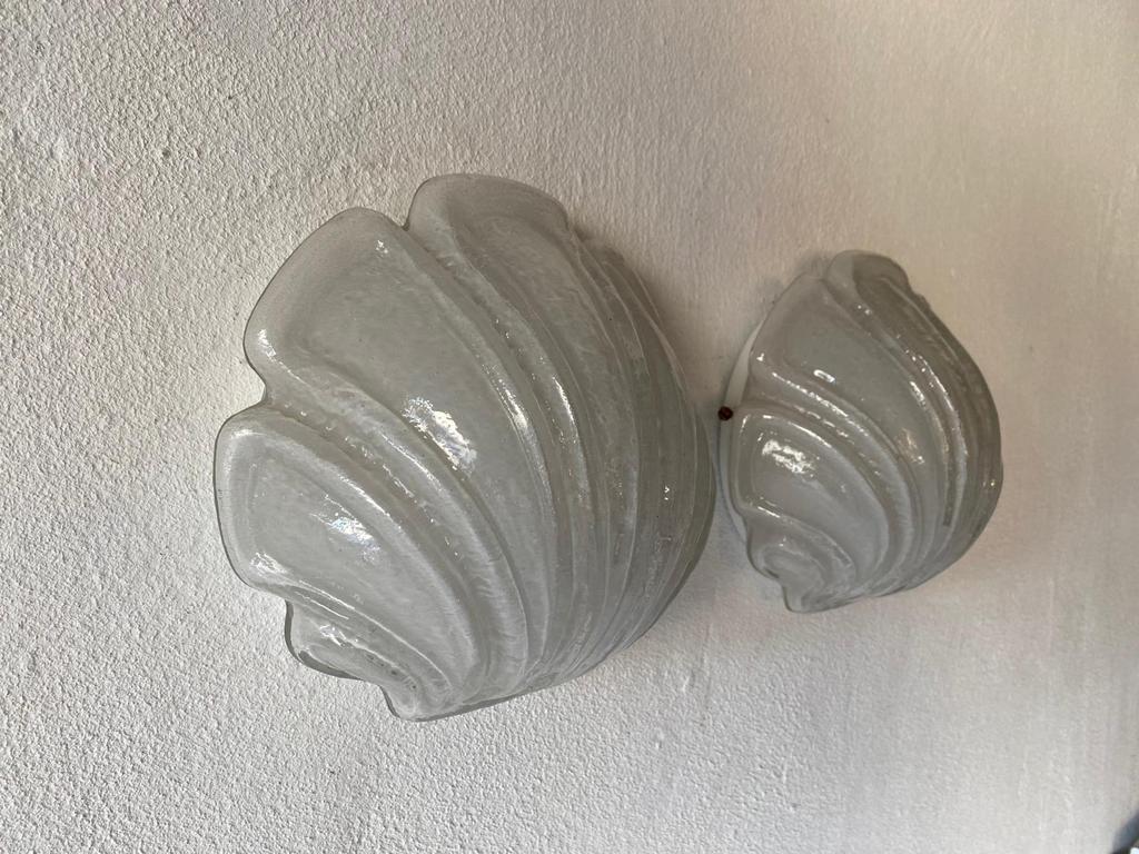 Glass Shell Shaped Rare Pair of Sconces by Limburg, 1970s Germany For Sale 6