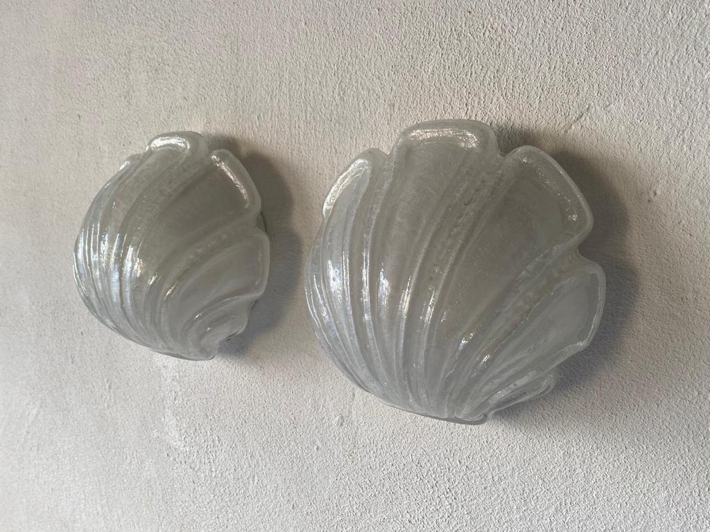 Late 20th Century Glass Shell Shaped Rare Pair of Sconces by Limburg, 1970s Germany For Sale