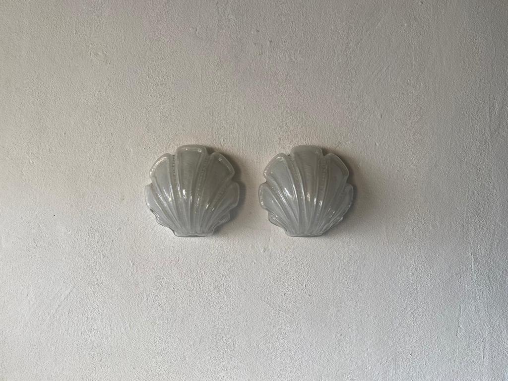 Glass Shell Shaped Rare Pair of Sconces by Limburg, 1970s Germany For Sale 3