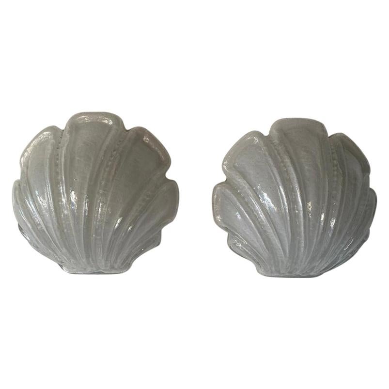 Glass Shell Shaped Rare Pair of Sconces by Limburg, 1970s Germany For Sale