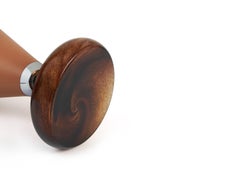 Glass Side Table, Handcarved Lacquer Wood Base, Lollipop