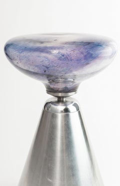 Beistelltisch aus Glasglas, Gestell aus vernickeltem Metall, Lollipop