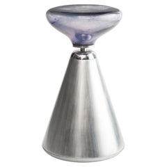 Beistelltisch aus Glasglas, Gestell aus vernickeltem Metall, Lollipop