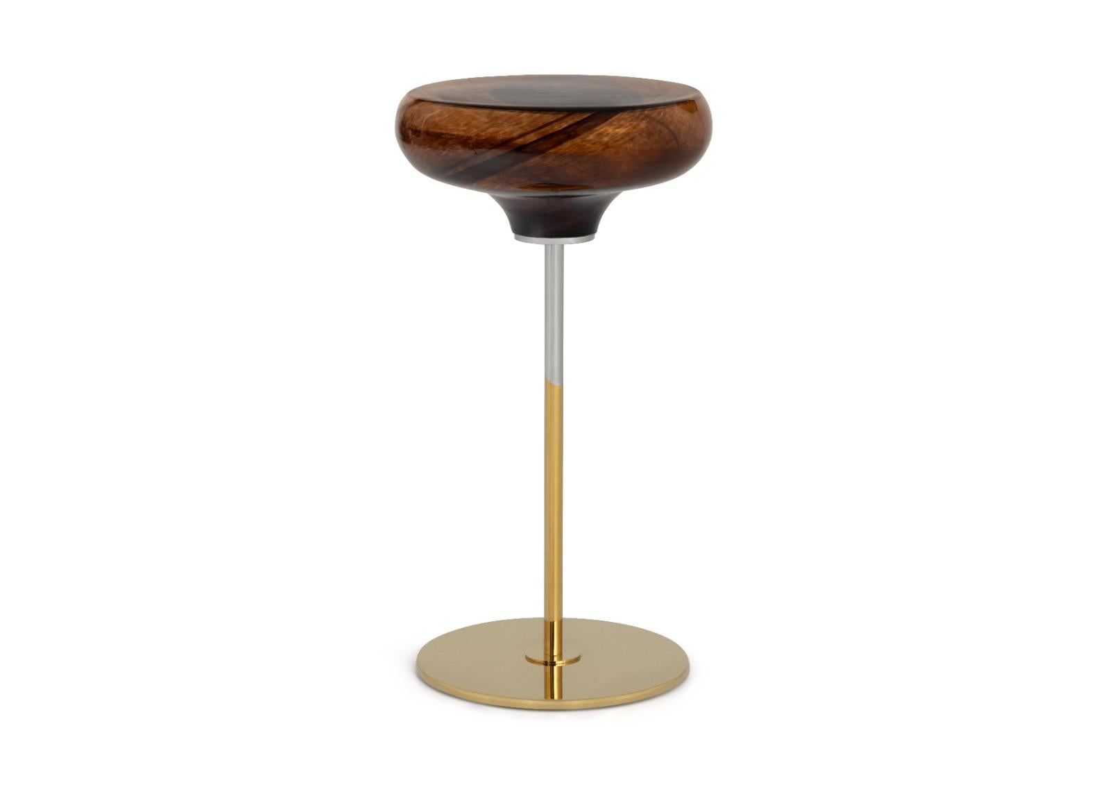 Glass Side Table, Titanium Plated Base, Lollipop In New Condition For Sale In Maçka-İstanbul, 34