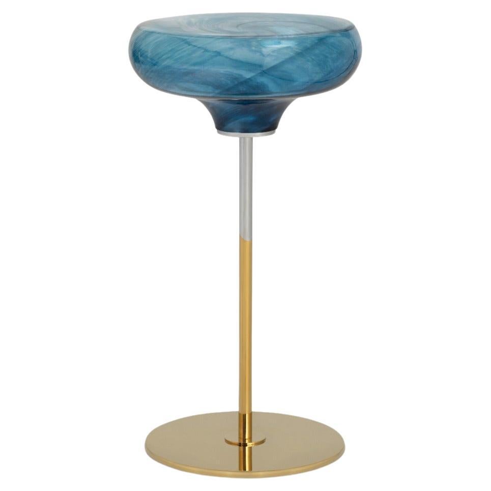 Glass Side Table, Titanium Plated Base, Lollipop