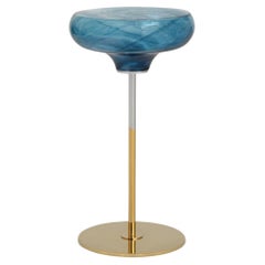 Glass Side Table, Titanium Plated Base, Lollipop