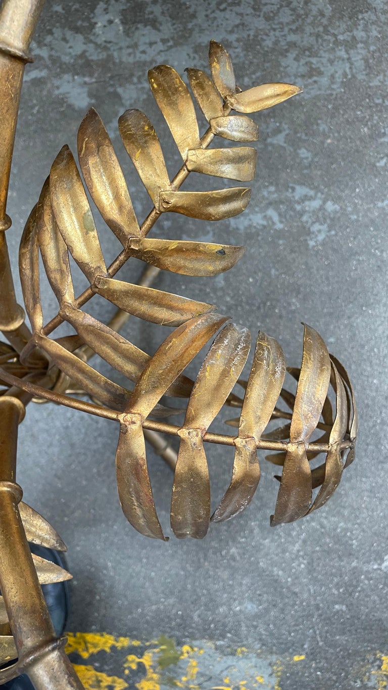 Glass Side Table with Gilded Botanical Base For Sale at 1stDibs