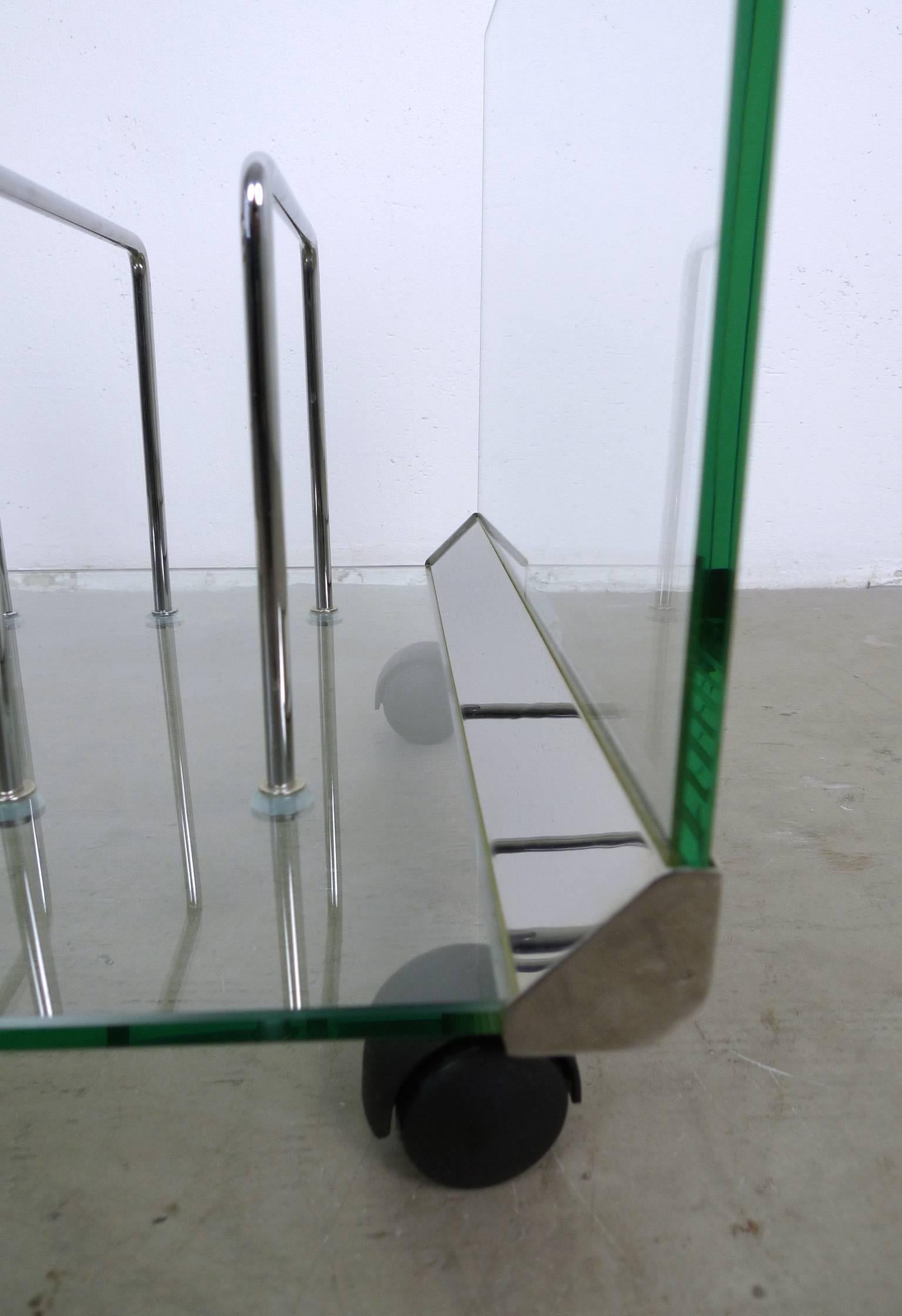 Glass Side Table with Magazine Rack from Galotti & Radice, Italy, 1970s 6