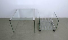 Glass Side Table with Magazine Rack from Galotti & Radice, Italy, 1970s