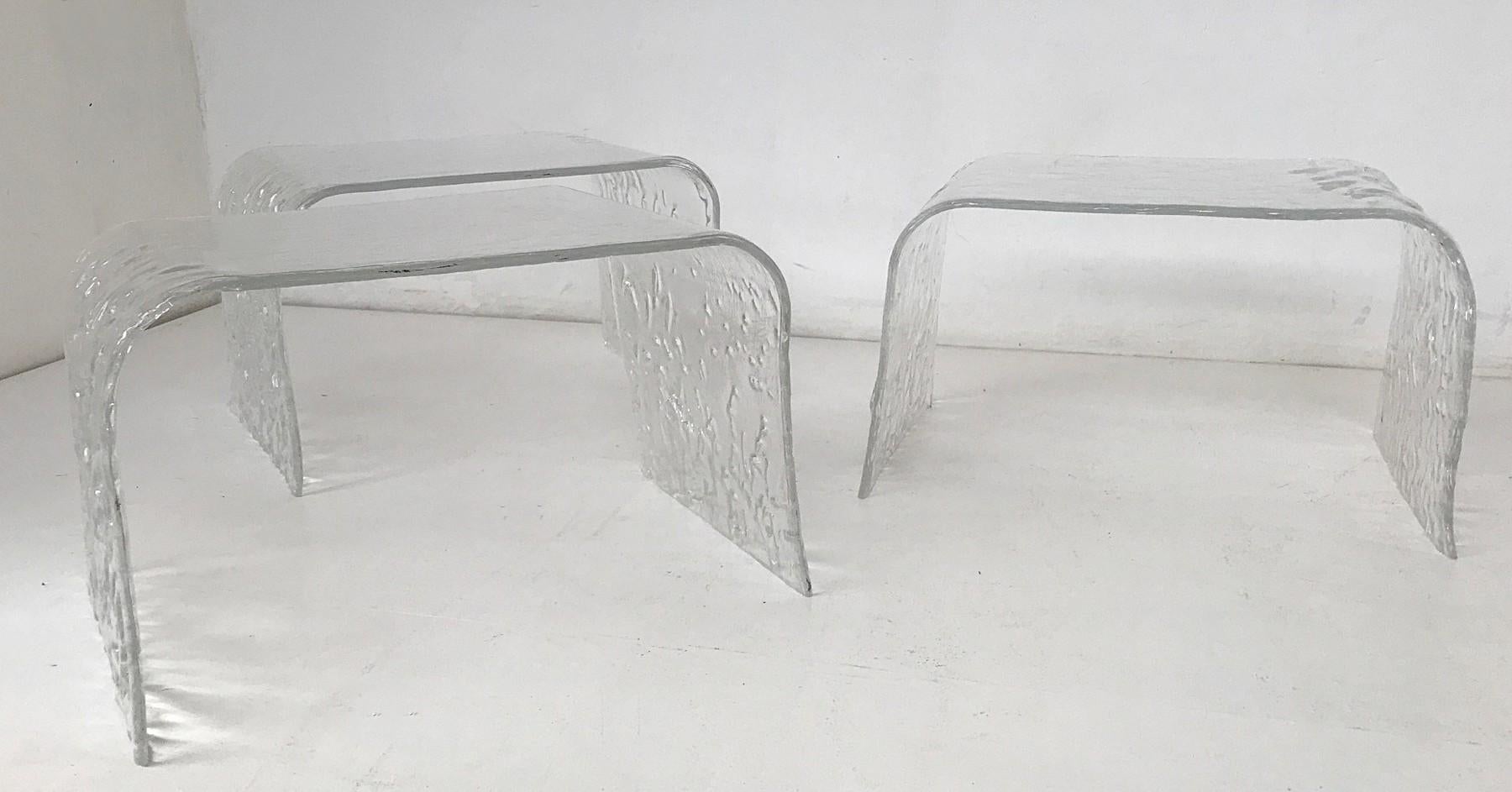 Glass side tables, 3 available
Price for one.