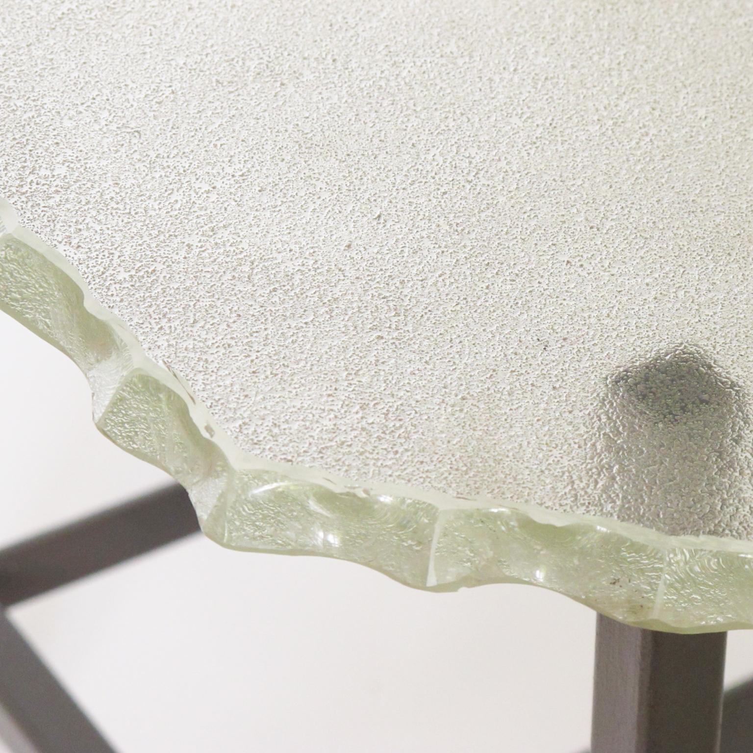 Glass Slab and Steel Side Table attributed to Fontana Arte, circa 1940 For Sale 4