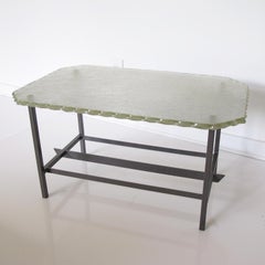 Glass Slab and Steel Side Table attributed to Fontana Arte, circa 1940