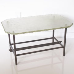 Glass Slab and Steel Side Table attributed to Fontana Arte, circa 1940