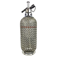 Vintage Glass Soda Siphon by Sparklets London with Wire Mesh